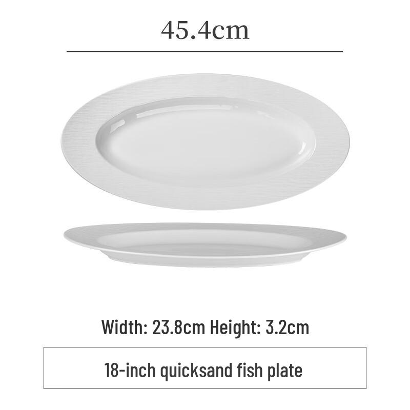 Nordic Style White Ceramic Fish Plate with Gold Rim