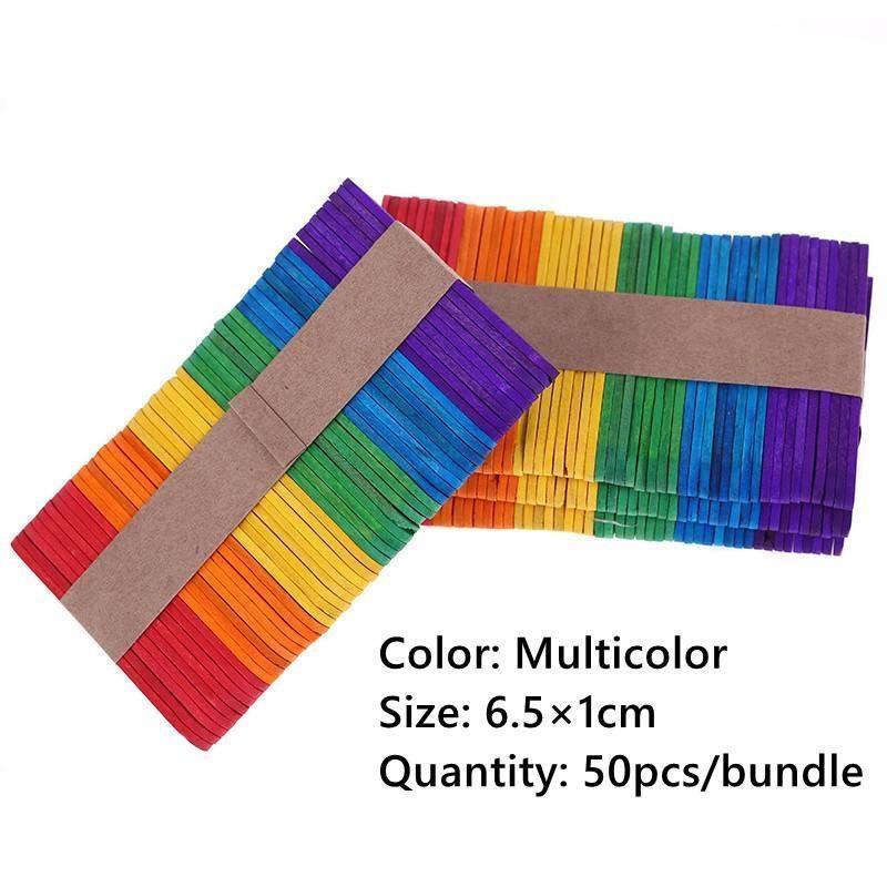 

50PCS DIY Handmade Color Ice Cream Bar Sand Table Building Model To Make Ice Cream Sticks 6.5x1cm(50pcs) разноцветный