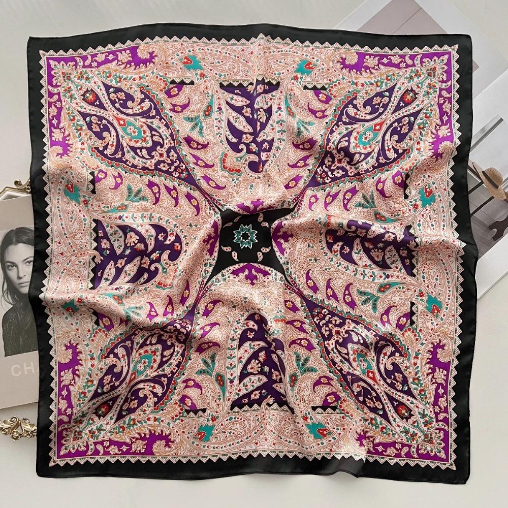 Imitation Silk Square Scarf For Women, Spring/Summer Luxury Bandanna Decorative Scarf,Hair, Head Band Neckerchief