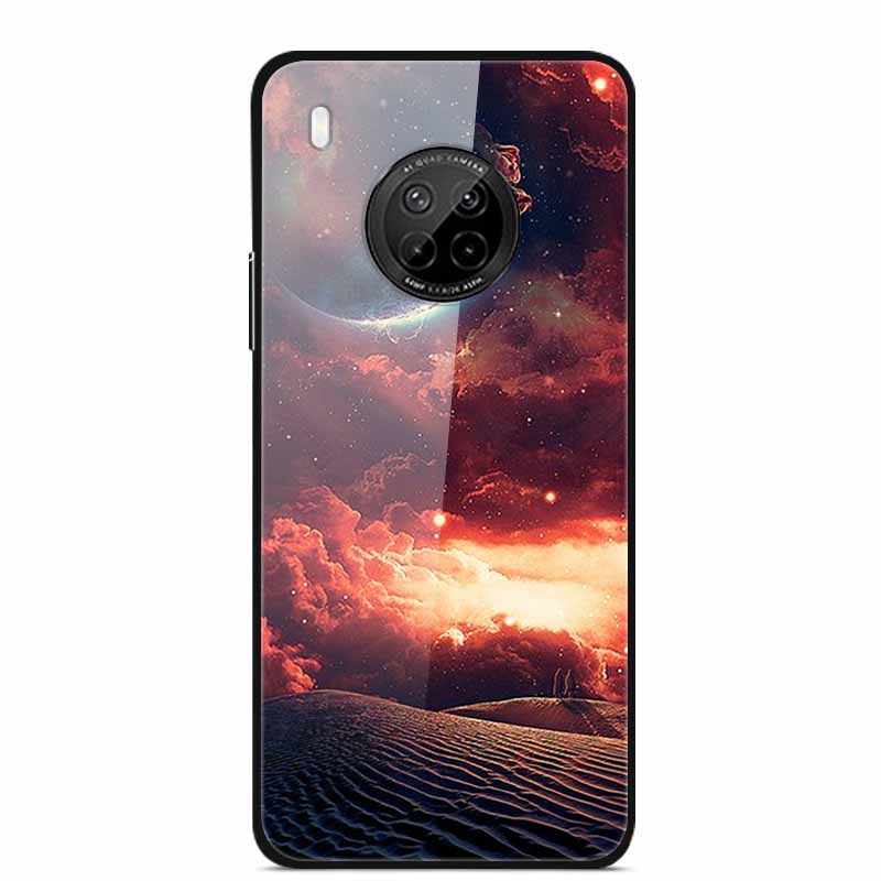 For Huawei Y9A Cases Y8P Y7P Y5P P40 Lite Tempered Glass Hard Back Covers For Huawei P Smart 2021 2020 Cases Bumper Painted Capa