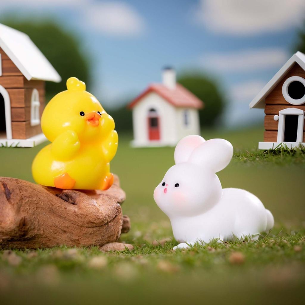 RENEWREVITAL Miniature Set of Cute Animal DIY Car Bonsai Animals Ornaments, 6, Figurines, Desktop, Office, Decor, Gift, Landscape, Ornament,