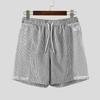 INCERUN Men Drawstring Elastic Waist Striped Hollow Beach Sports Shorts Pants