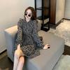 New high-waisted long-sleeved fungus edge temperament dress women's spring, autumn and winter design sense with floral short skirt