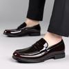Men's Breathable Cowhide Slip-On Loafers: Shiny, Versatile Casual Leather Driving & Business Shoes.