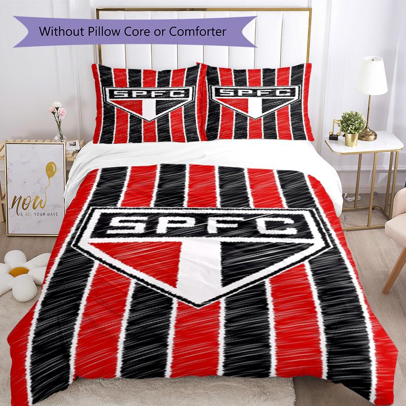 Paulo Fc Emblem Printed Pattern Duvet Cover Set – Includes 1 Duvet Cover and 2 Matching Pillowcases Bedroom Decor Christmas Gifts