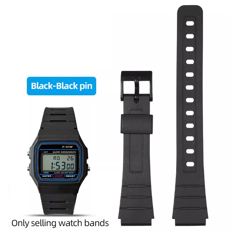 

Аксессуары для корпуса часов F91 Мод-кит Для Casio F-91WM F-91WS F91W Запасной корпус Смоляная силиконовая рамка Ремешок для часов Черный Мужчины женщины For F-91