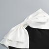 New Arrival Black & White One-Shoulder Evening Gown with 3D Floral Embellishment