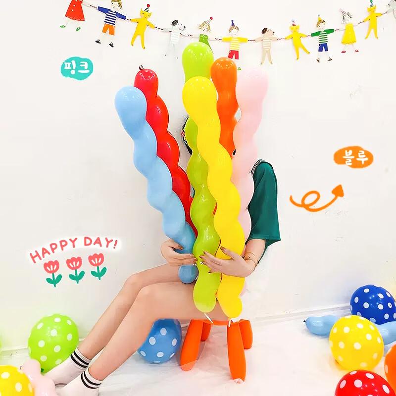 Jidukongjian Balloons, 100 Pieces, Birthday Gift, Engagement And Wedding Decoration, Decorative Setup Toy, Long Spiral Balloon + Pump