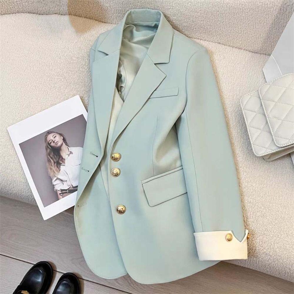 Long Sleeve Vintage Suit Jacket Oversized Casual Loose Blazer Professional Office Blazers Office