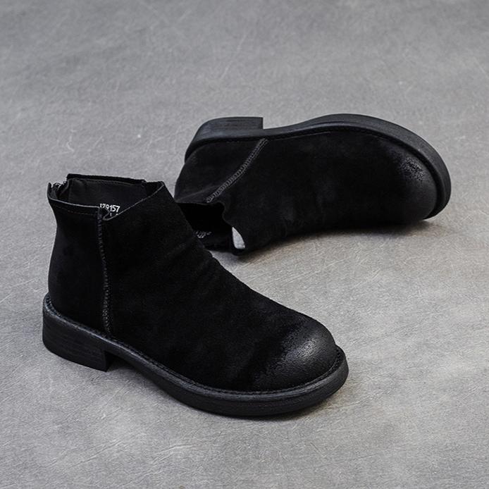 Johnature Matte Leather Chelsea Boots Commuter Cowhide Short Boots Versatile Women's Shoes