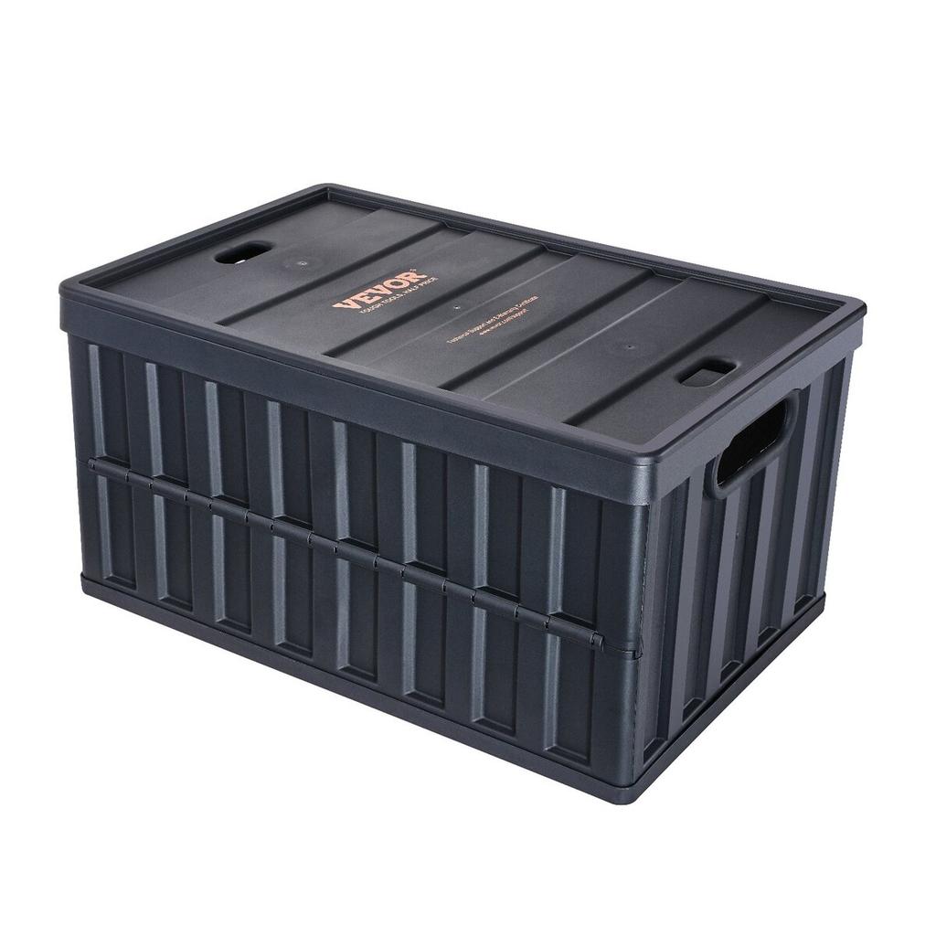 Faltbare Aufbewahrungsboxen mit Deckel, 65L 3er-Pack, Zusammenklappbare stapelbare Kunststoff-Transportkisten mit Griffen, Große strapazierfähige Behälter für Kleidung, Spielzeug,