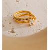 Yhpup Size 678 High Quality Bling Cubic Zirconia Stacked Ring Stainless Steel 2025 Popular Charm Jewelry 18k Gold PVD Plated