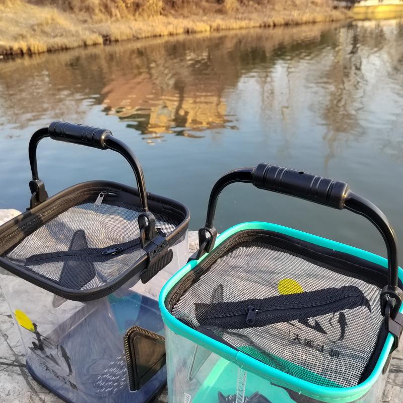 Transparent Foldable Fishing Bucket with Rope for Live Fish and Bait