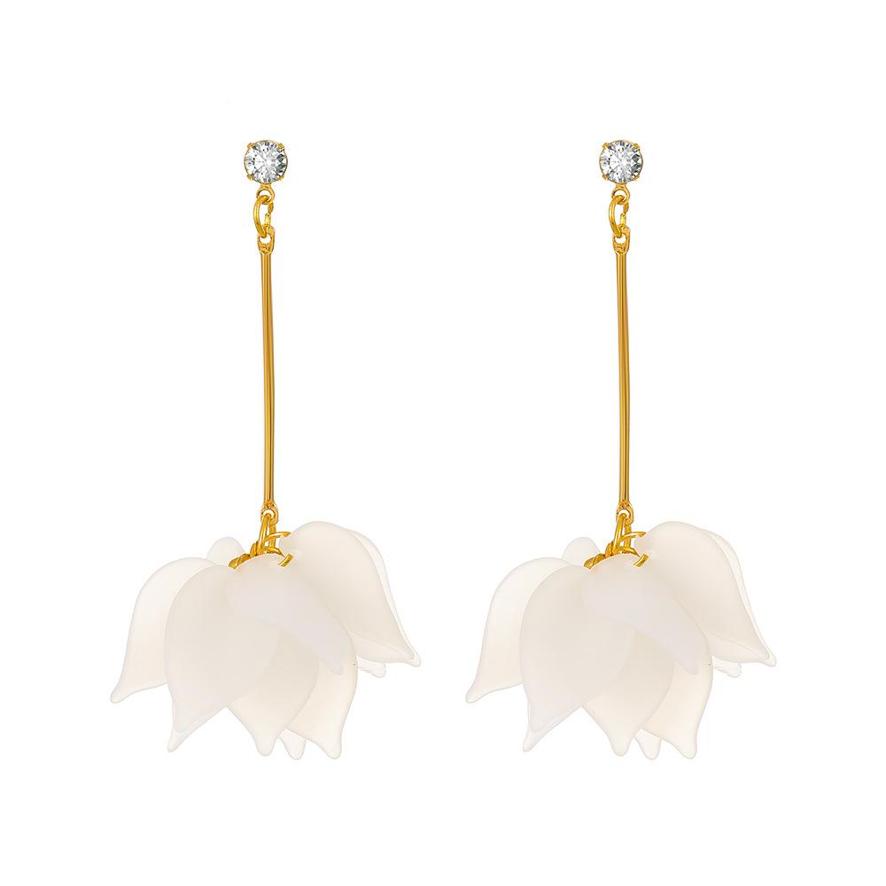 

High-quality new petal earrings, temperament lotus eternal flower piece flower stud earrings for women, long fringed earrings mixed batch