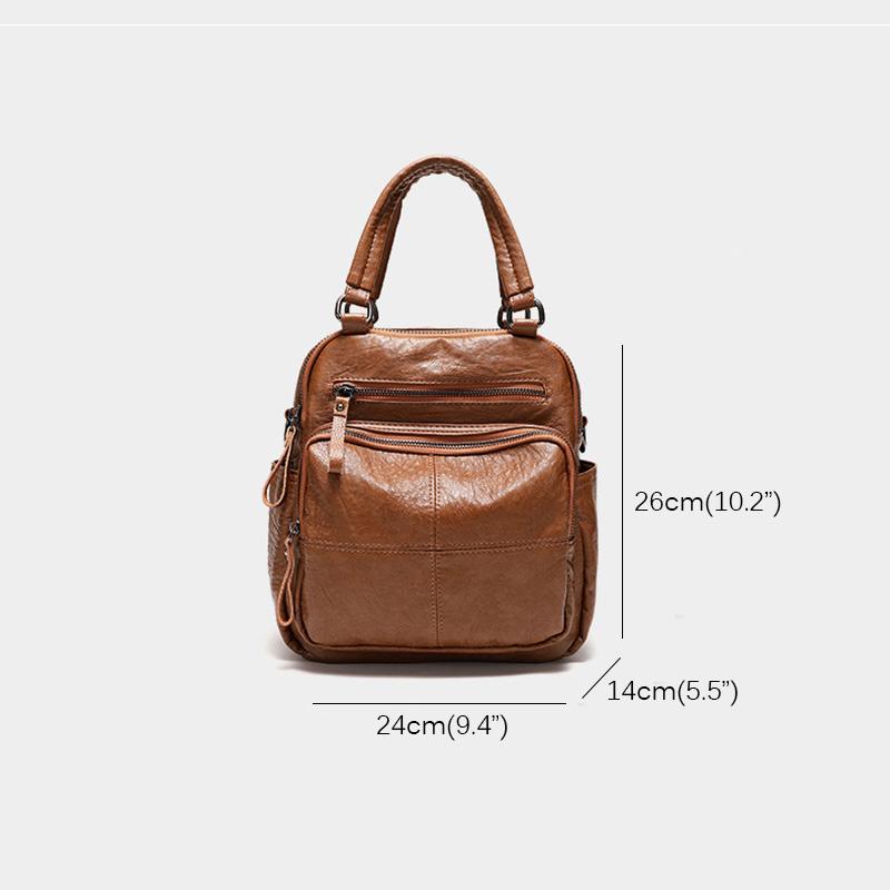 3in1 Retro Genuine Leather Women Backpacks Soft Cowhide Small Backpack Natural Leather Shoulder Crossbody Bag Commuting Daypack