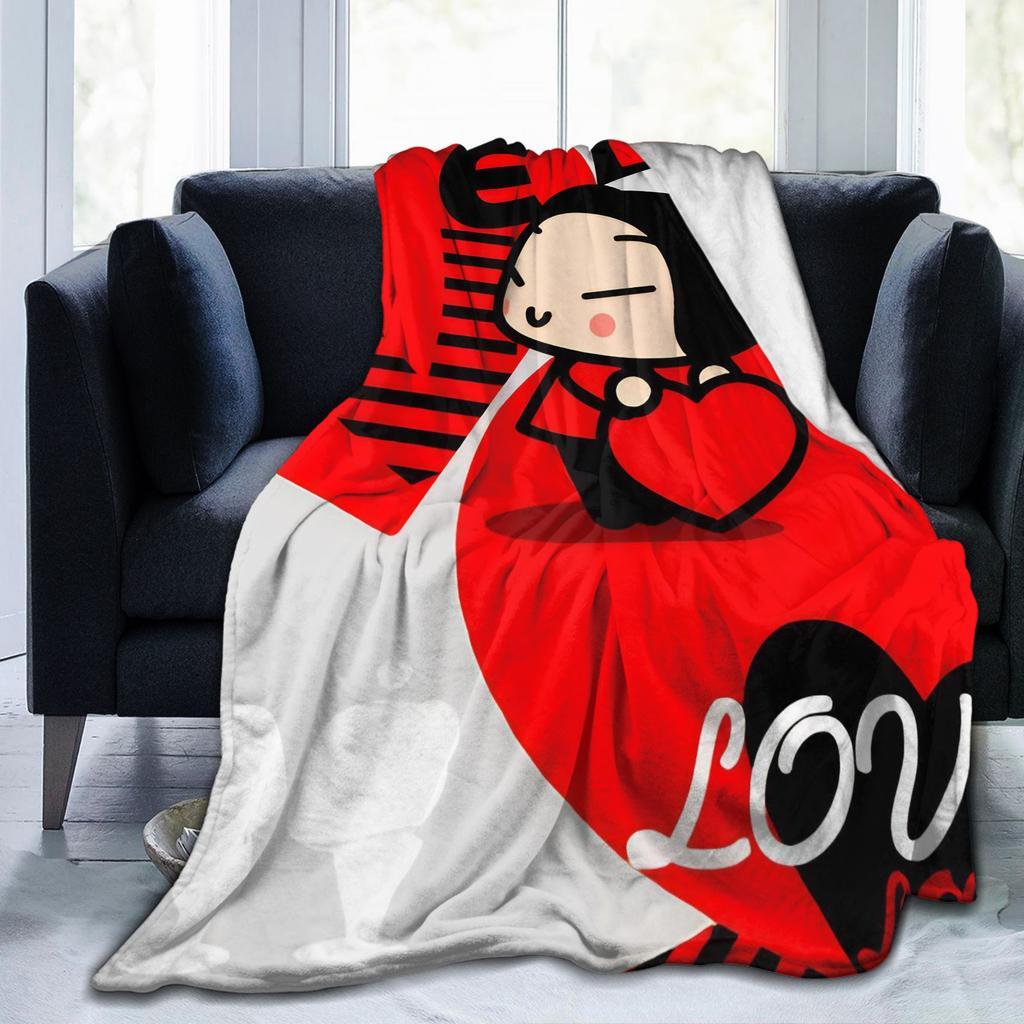 Kawaii P-Pucca Blanket Fleece Autumn/Winter Breathable Warm Throw Blanket for Bed Bedroom Bedspreads