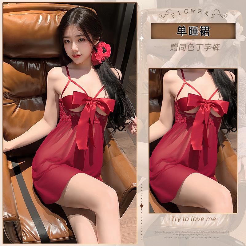 Sex underwear large size suspender lace temptation pajamas pure desire hollow lace-up sexy hot uniform free set