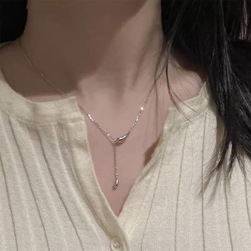 Women's Feminine Silver Water Drop Chain Necklace