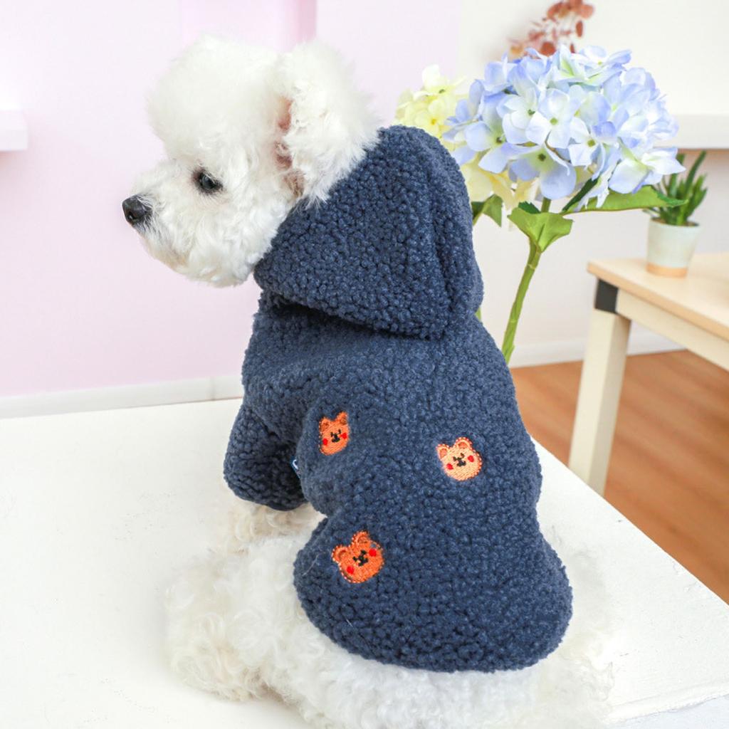Pet Dog Clothing Winter Warm Two Feet Wearing Hoodie Embroidery Bear Embroidery Pattern Lamb Pet Clothes for Medium Dogs Girl