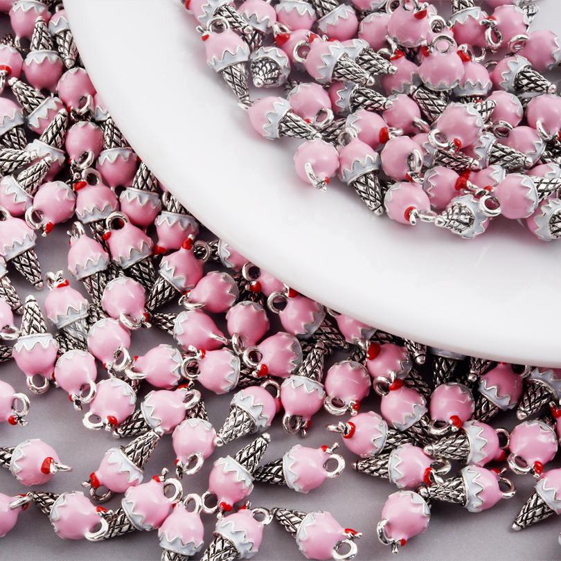 5pcs Enamel Charm Ladybug Bee Croissant Ice Cream Charms For Jewelry Making Supplies Food/Animal Pendant 3D Banana DIY Materials