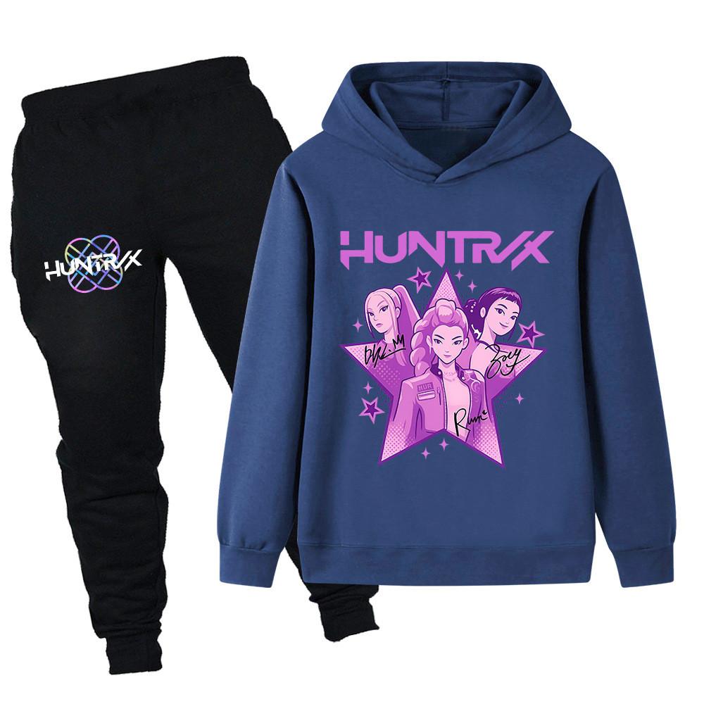 PB1209 Kinder Jungen Mädchen Kpop Mira Zoey Rumi Print Langarm Kapuzenpullover Hose Kleidung Sets