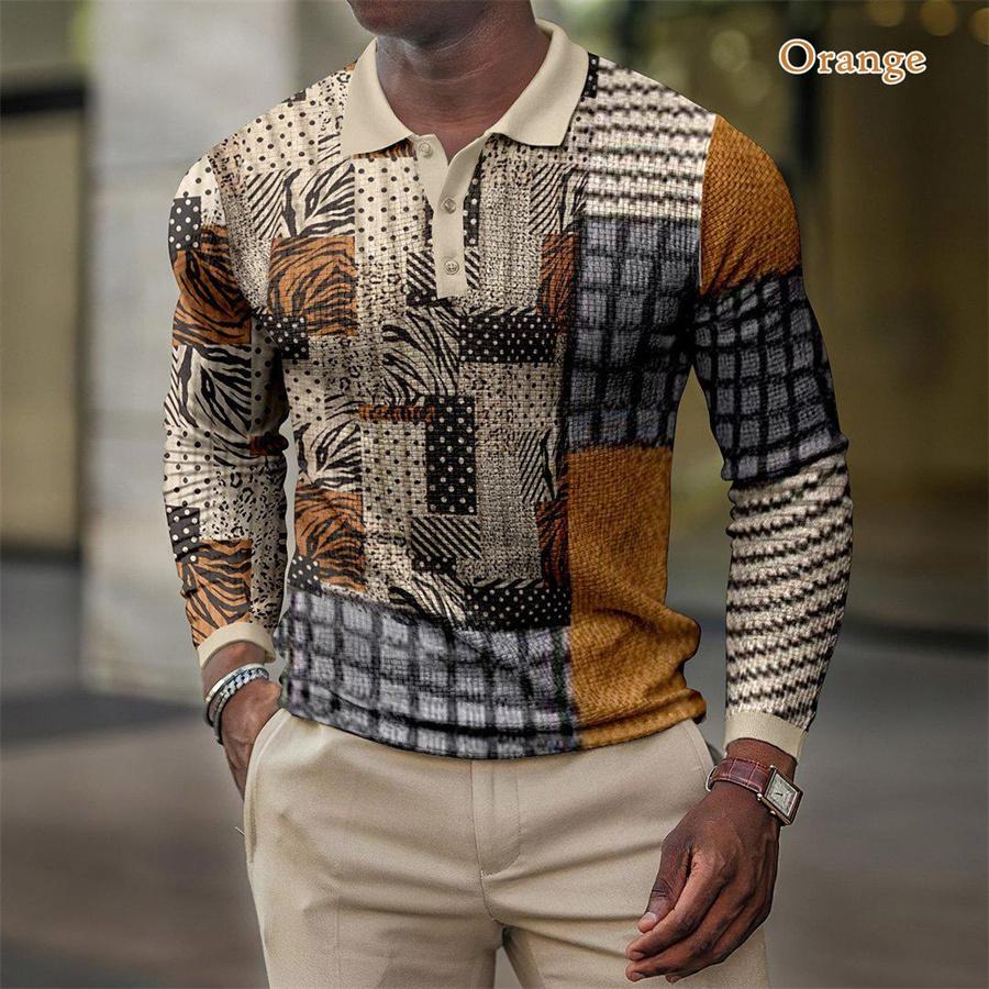 

Мужской повседневный пуловер с лацканами, мужские пуговицы, футболки с цифровым принтом, мужская рубашка поло