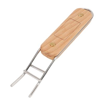 Stainless Steel Anti Scald Clip Wooden Handle Anti Slip Multifunctional Grill Lifter for Camping