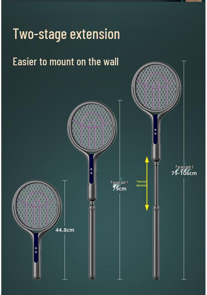 Rechargeable 2-in-1 Telescopic Mosquito Swatter & Purple Light Killer Lamp