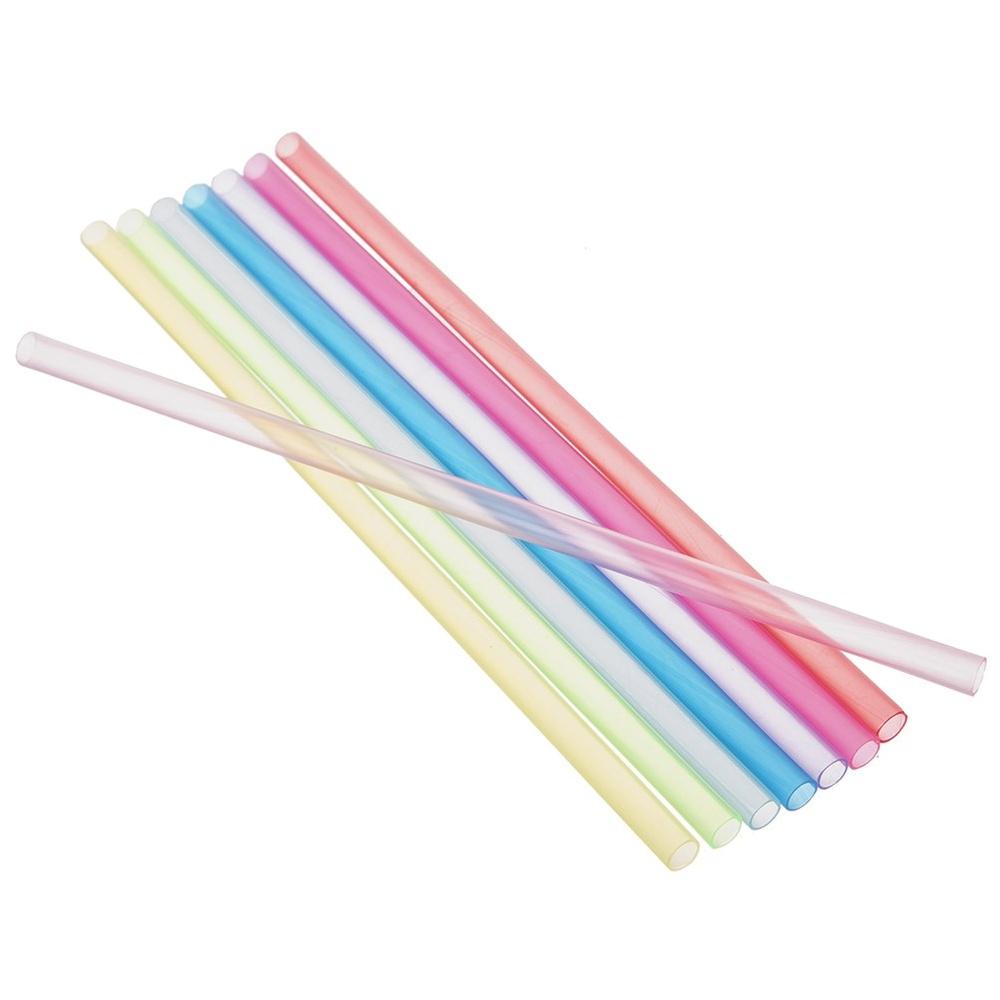 50x Colorful Plastic Reusable Straight Drinking Straws
