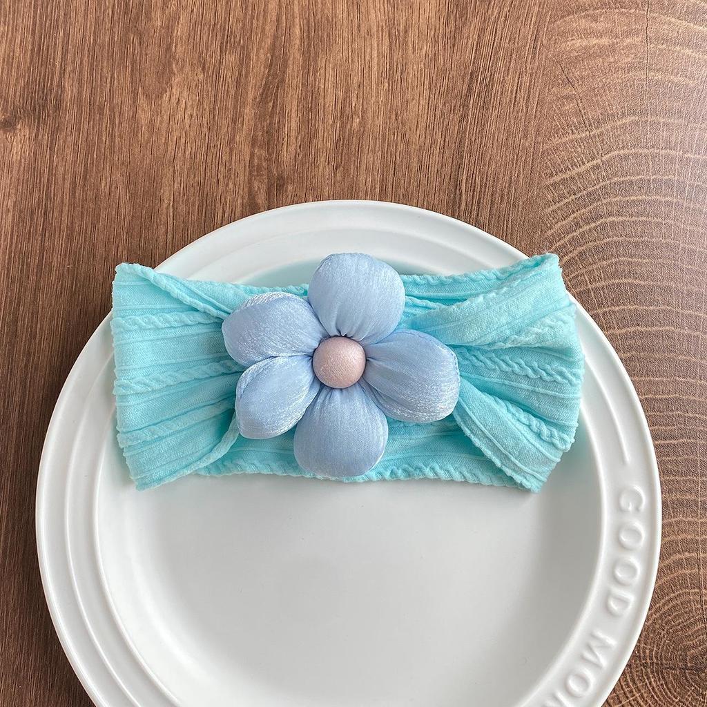 Baby Headband with Five-Petal Flower - Newborn Elastic Nylon Headwear