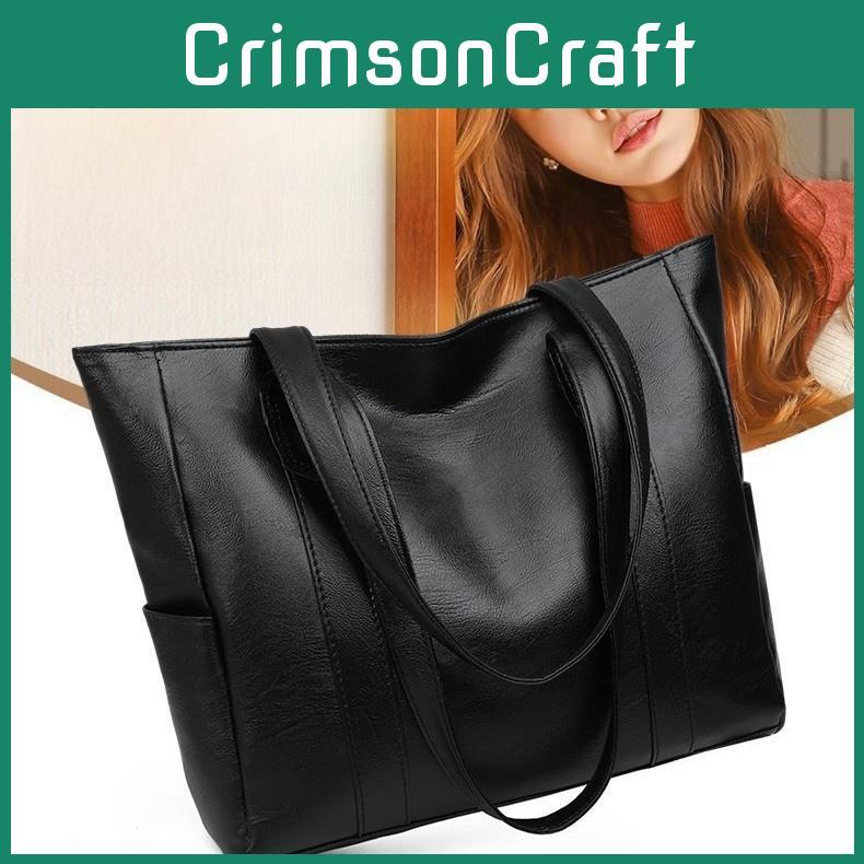 Womens Large Capacity Shoulder Bag Pu Material Fashion Handbag With Double Straps For Casual Outings