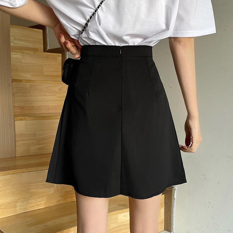 

Черная плиссированная юбка миди - Летний стиль колледжа 2025, облегающая А-силуэта юбка для женщин 5XL