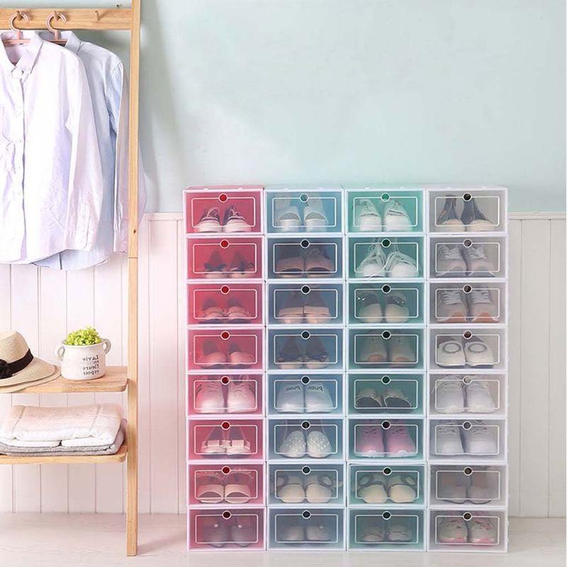 6Pcs Plastic Shoe Box Stackable Foldable Shoe Drawer Storage for Case top sale