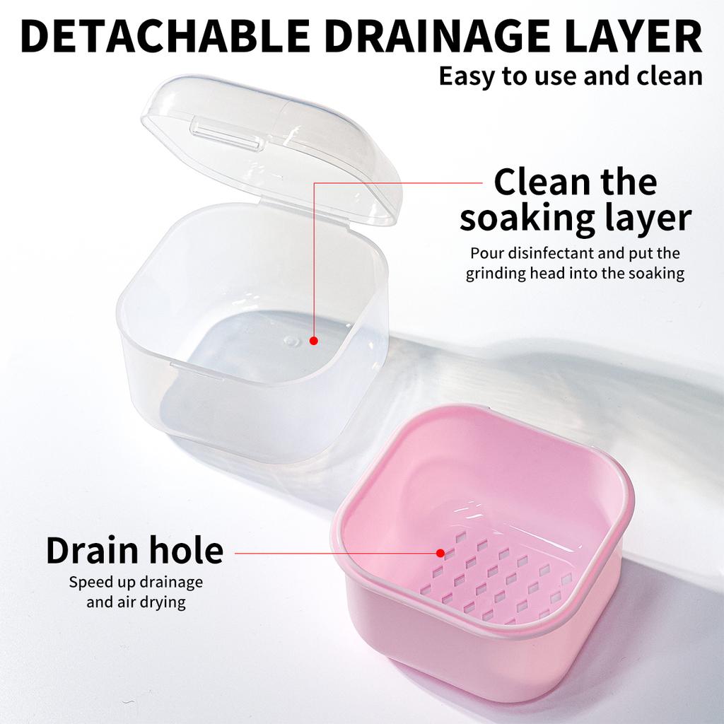 Portable Nail Polishing Grinding Head Disinfection Box Nail Art Drilling Head Disinfection Box Manicure Sterilization Tool