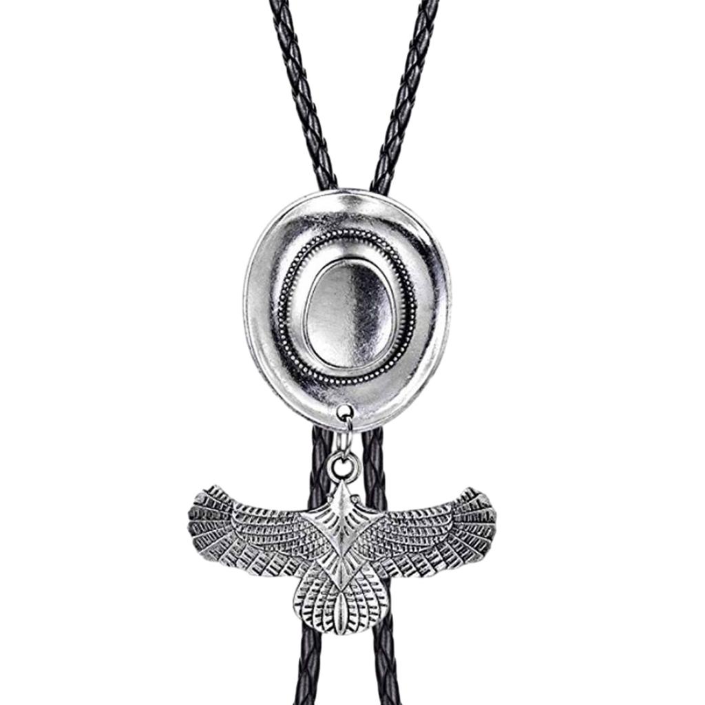 Cravate Bolo Cowboy Western Vintage Cravate Chapeau de Cowboy Collier Punk Accessoire de Costume Américain Cravate Bolo Western