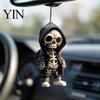 Lightweight Acrylic Car Decor 2Pcs Hoodie Skeleton Ornaments, 2D Flat Pendants, Gothic Backpack Pendant And Keychain Charm Style Hanging Ornaments for