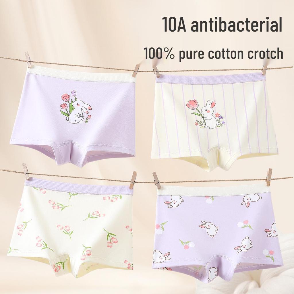 Girls' Pure Cotton Boxer Briefs - Class A, No-Pinch Design, Soft Cotton Crotch for Students and Toddlers