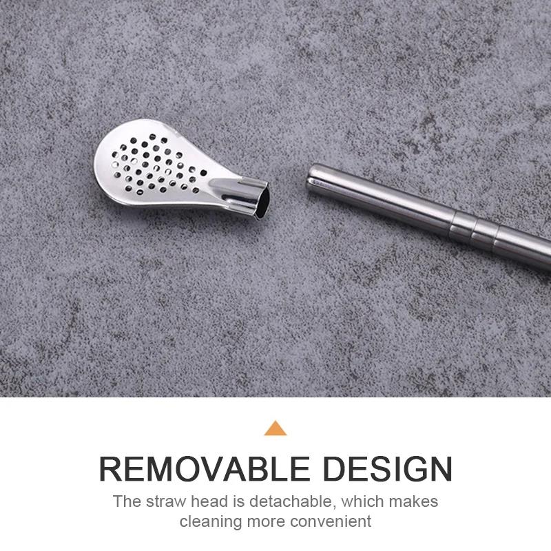 2Pcs Detachable Bombilla Filter Straw Stainless Steel Straw Spoon Tea Filter Yerba mate straw Reusable Bar Accessories 5