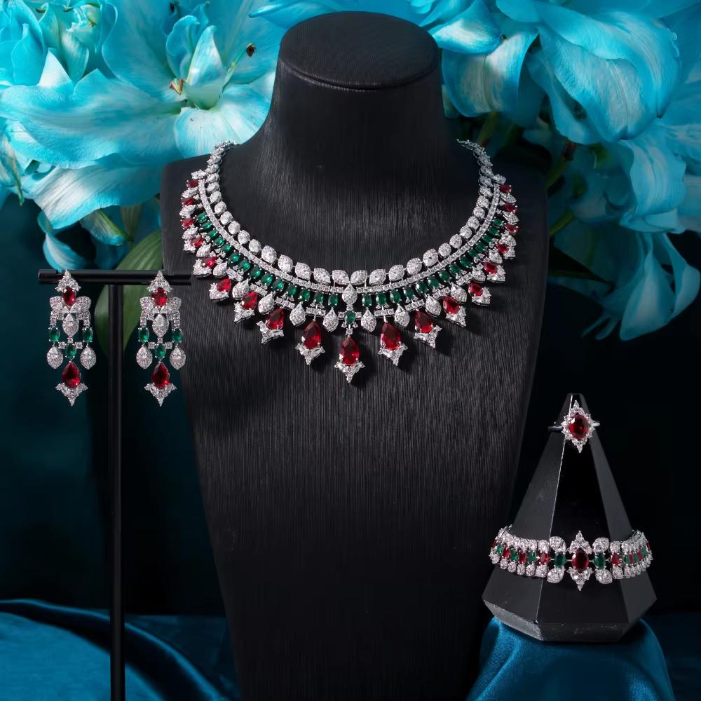 Women's necklace set cubic zirconia bridal jewelry Dubai wedding engagement party holiday jewelry accessories
