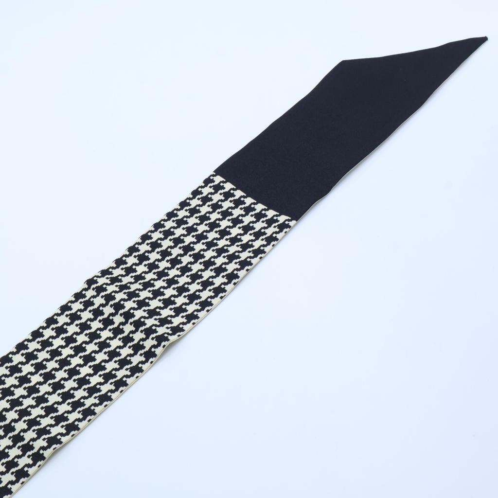 Dior [Beautiful Condition] Logo Mitza 100% Silk Scarf Ivoryx blackUsed