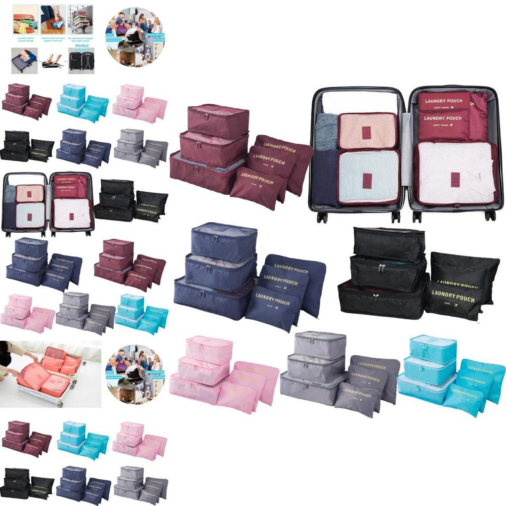 Qx Oxford Cloth Travel Storage Bag Suitcase Set Of 6 For Clothes And Underwear