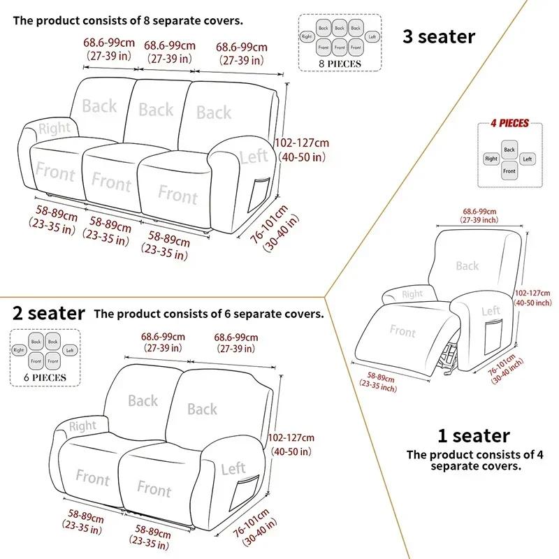 1/2/3Seater Split Recliner Sofa Cover Jacquard Recliner Chair Cover Strench Relax Armchair Slipcover Home Fundas Para Sillones
