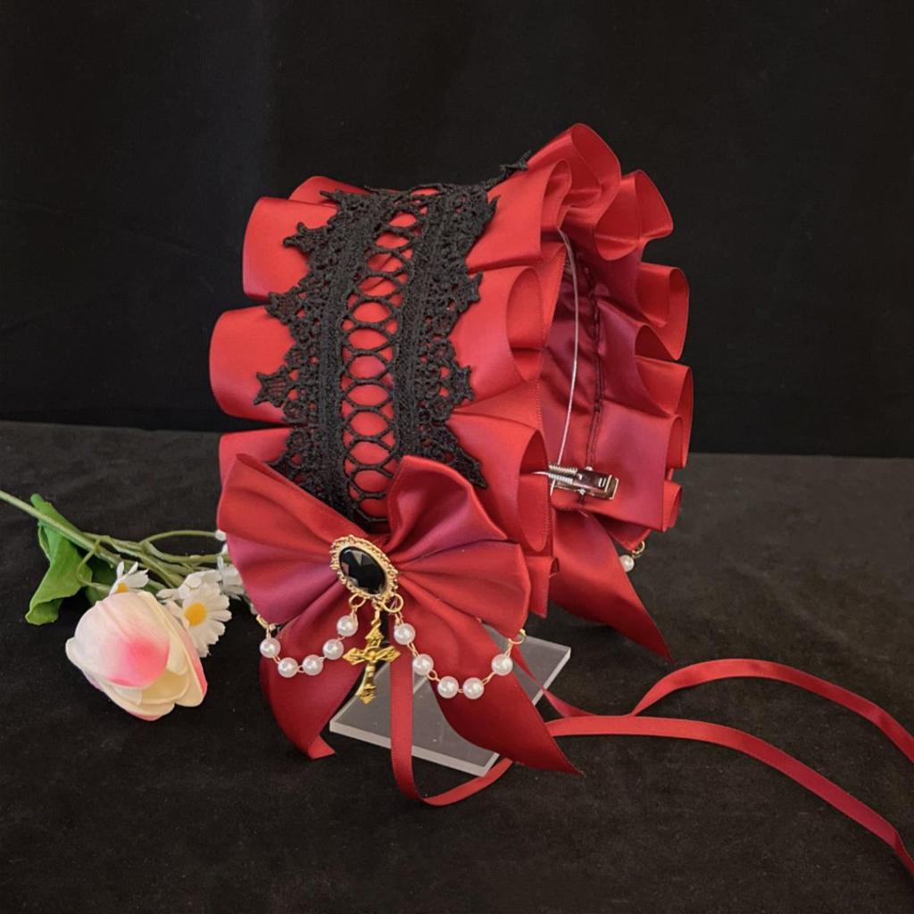 Lolita Lace Ribbon Bow Headband & Skirt Headdress