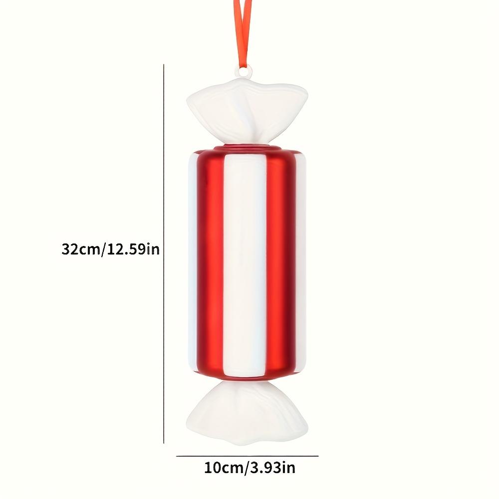 

12,6 дюйма/32 см Рождественское украшение в виде леденца из пластика, праздничный декор с красно-белыми полосками, золотыми лентами, сосновыми шишками для помещения/улицы, для дерева, дома, сада Cylindrical candy