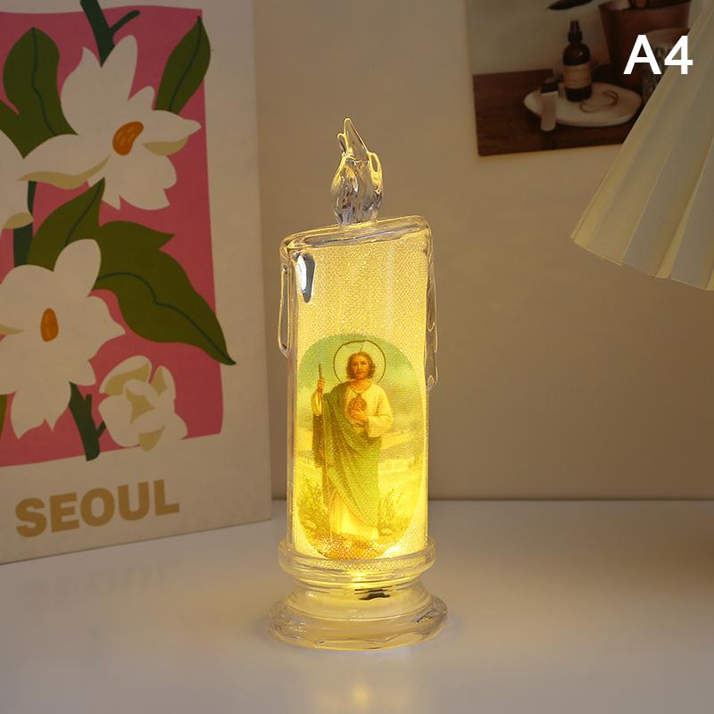 Jésus Vierge Christ Lampe Bougie LED Romantique Sans Flamme Bougie Chauffe-Plat Religieuse Veilleuse Ornement Décoratif de Bureau