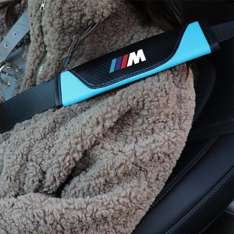 2pcs Universal Car Safety Belt Cover Adjustable Seat Belt Cover Shoulder Strap Covers For BMW M M1 M2 M3 M4 Auto Accessories