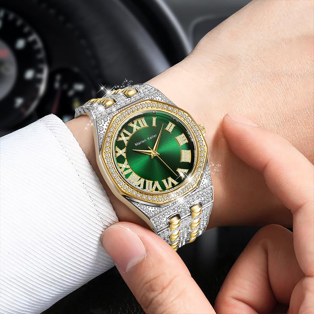 Luxury Full Diamond Men Watches Fashion Stainless Steel Strap Male Quartz Wristwatches