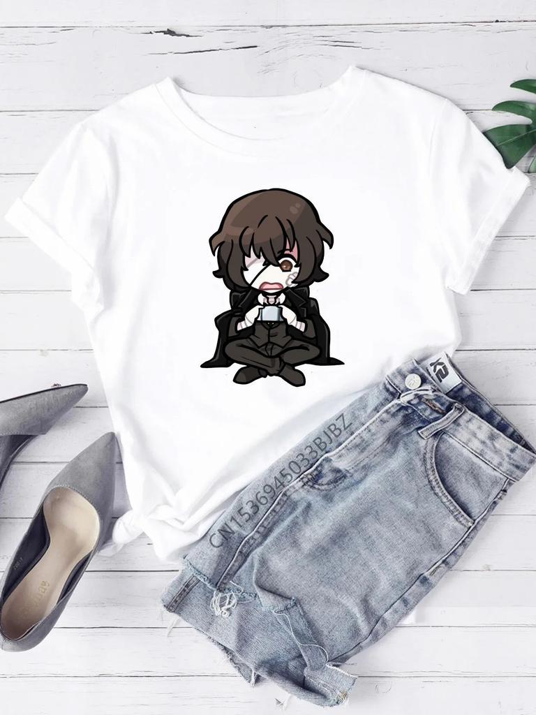 Bungou Stray Dogs T-Shirt Women Crew White Basic Tee Aesthetic Cloth Accessories Short Sleeve O-Neck Female Summer Casual Top
