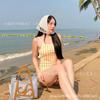 Korean Swimsuit Women's Style One-piece Bikini Covering Meat Stripes Conservative Sleeveless Small Fresh Hot Spring Pure Desire Swimsuit