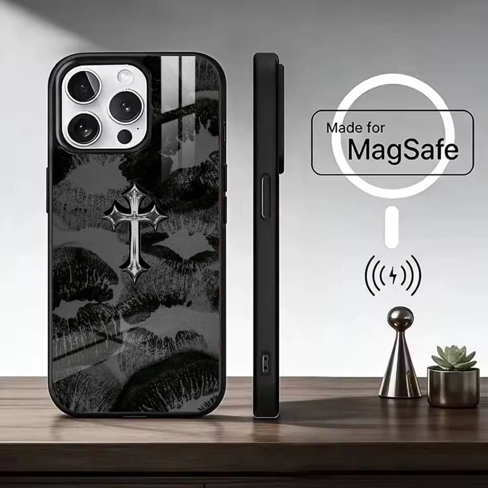 C-Cool Dark Catgothic C-Cross For Magsafe Phone Case for iPhone 17 16 15 14 13 12 11 Series Wireless Charging